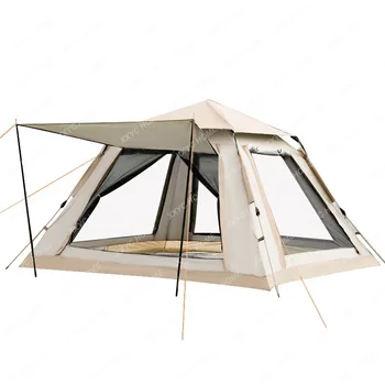 אוהל חיצוני אוטומטי לפתוח במהירות חוף קמפינג אוהל גשם הוכחה Multi-אדם קמפינג ארבעה בצד האוהל