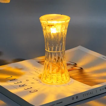 קריסטל מוקדי הקרנה LED אור אקריליק אמנותי יצירתי פסטיבל החג אלקטרוני נר אווירה רומנטית המנורה